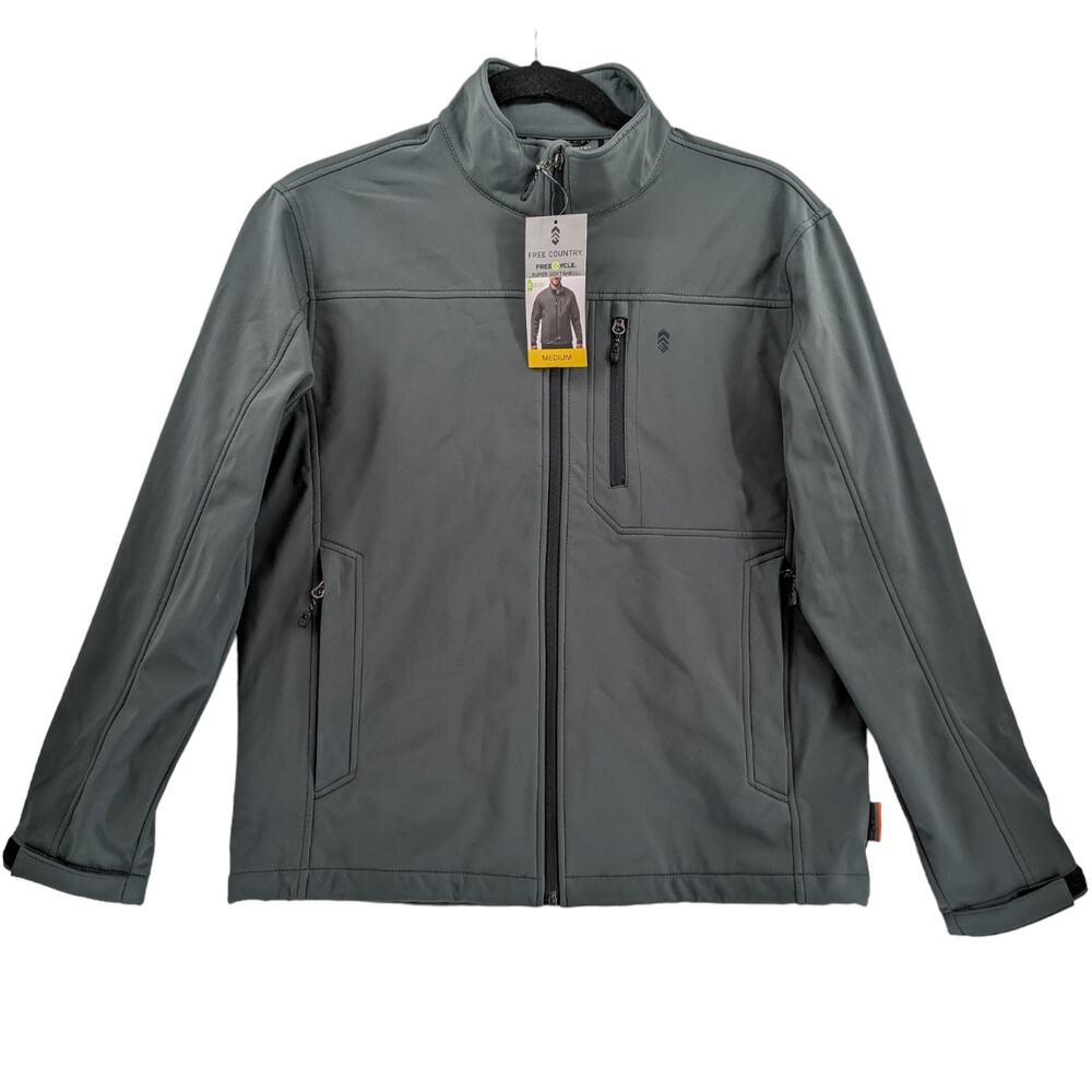 Free Country Freecycle Full Zipper Jacket M 38 40 Gray Pewter Super Softshell